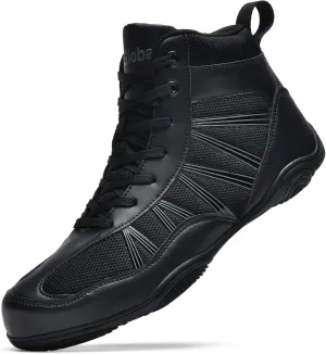DimaiGlobal Men's Wrestling Shoe Boxing Shoes Zero Drop Sole High Top Fighting Shoes Fitness Sneaker Taekwondo Karate Martial Arts Weightlifting Training Shoes