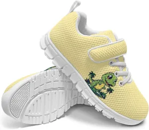 Dinosaur Print Boys Athletic Running Sneakers for Kids Hook & Loop Hiking Sneaker Fitness Shoes
