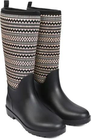 DKSUKO Women Rain Boots Waterproof,Rubber Tall Pull on Insulated Snow Mud Shoes