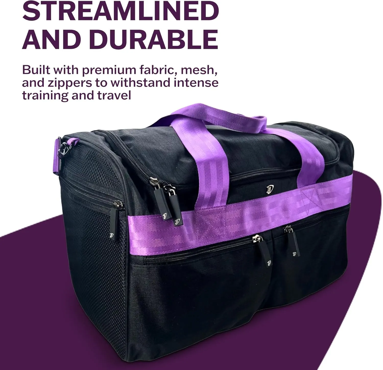 Dream Duffel Elevate Gym Bag, Sports Duffle with Shoe Pockets, Insulated Compartment, and Durable Design, 19"x12"x11.5", Purple