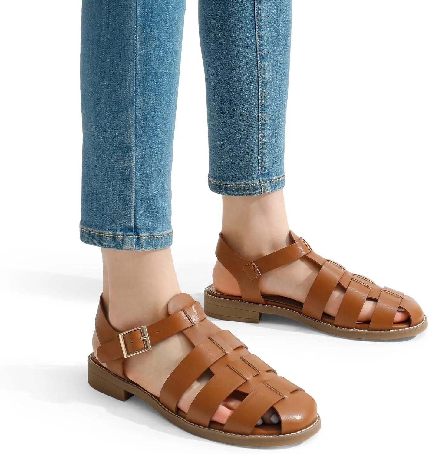 DREAM PAIRS Womens Fisherman Gladiator Braided Flat Sandal Cute Woven Strappy Closed Toe Shoes for Summer