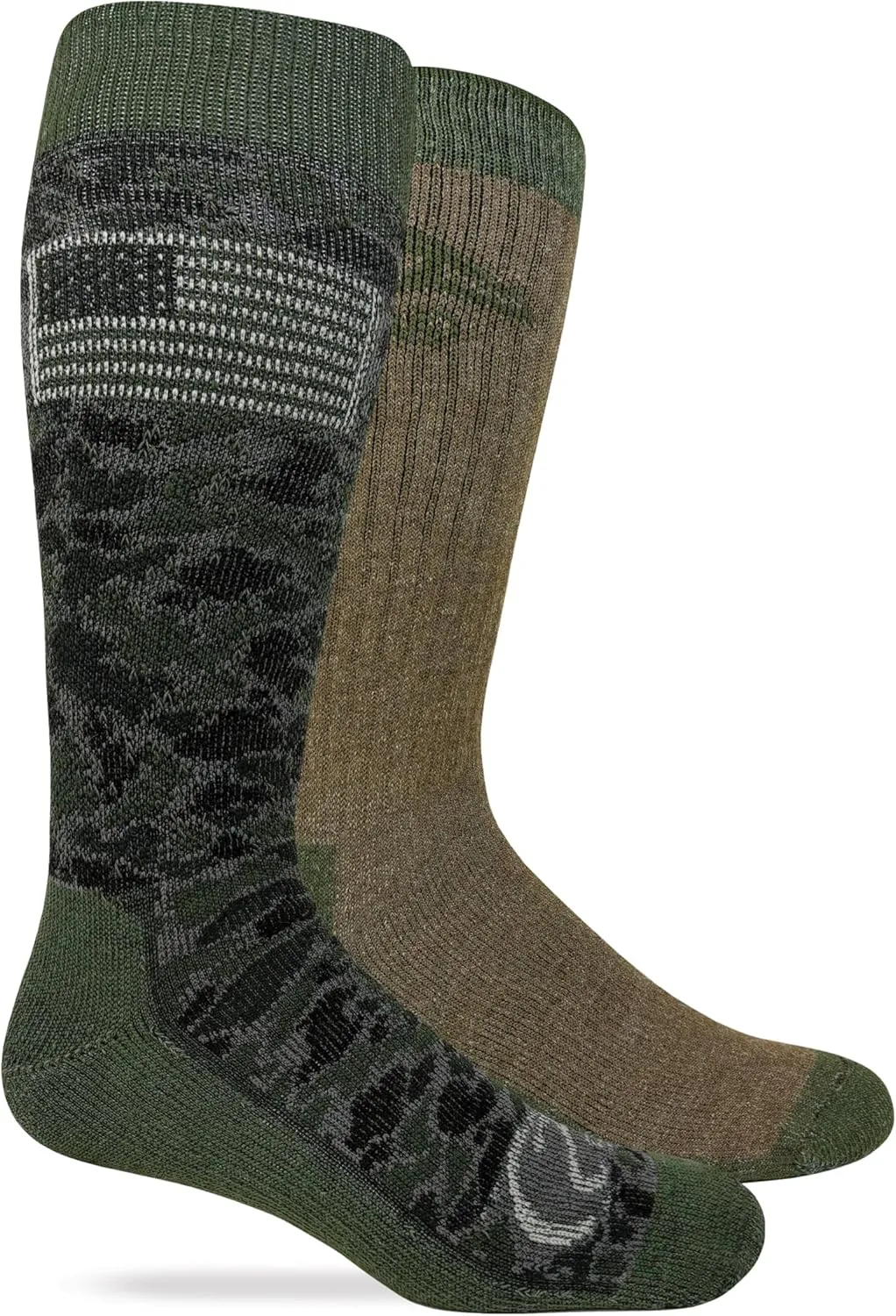 Ducks Unlimited Mens Ameri Camo Merino Wool Blend Boot Socks 2 Pair Pack