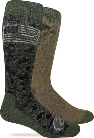 Ducks Unlimited Mens Ameri Camo Merino Wool Blend Boot Socks 2 Pair Pack