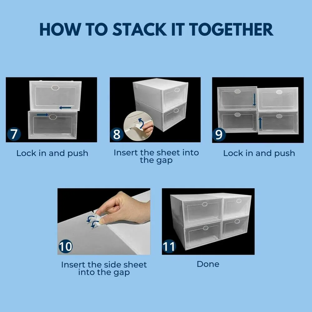 Durable Plastic Shoe Box 12pcs (White)