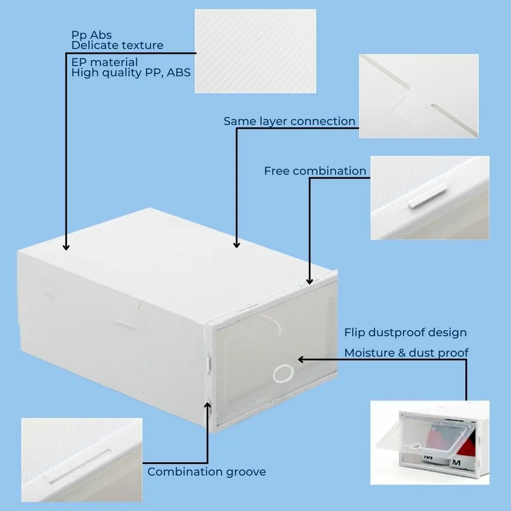Durable Plastic Shoe Box 12pcs (White)