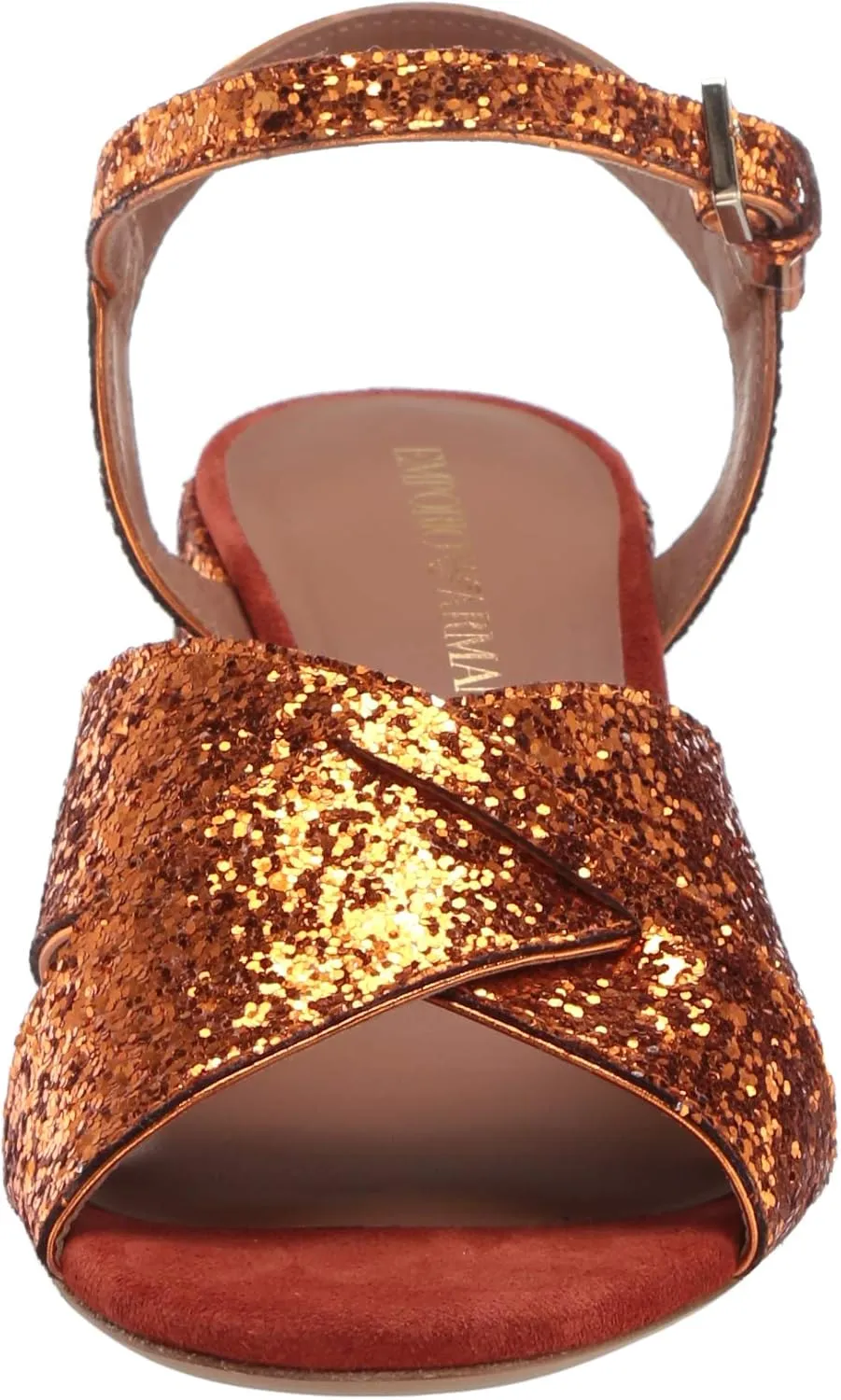 Emporio Armani Women's Metallic Low Block Heel Heeled Sandal