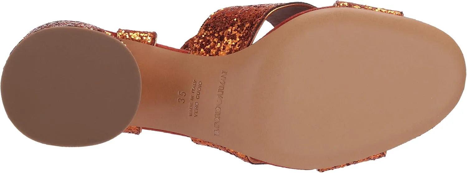 Emporio Armani Women's Metallic Low Block Heel Heeled Sandal