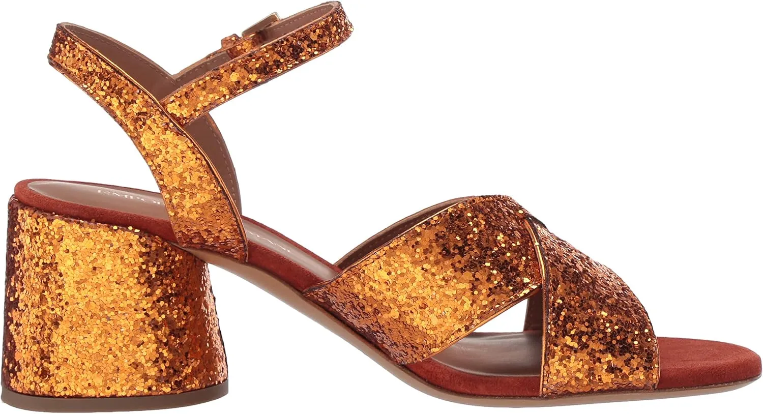 Emporio Armani Women's Metallic Low Block Heel Heeled Sandal