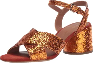 Emporio Armani Women's Metallic Low Block Heel Heeled Sandal