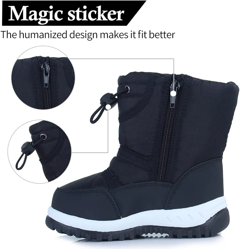 EQUICK Boys Girls Winter Boots Waterproof Lightweight Kid Snow Boots with Fur Outdoor (Toddler/Little Kid/Big Kid)