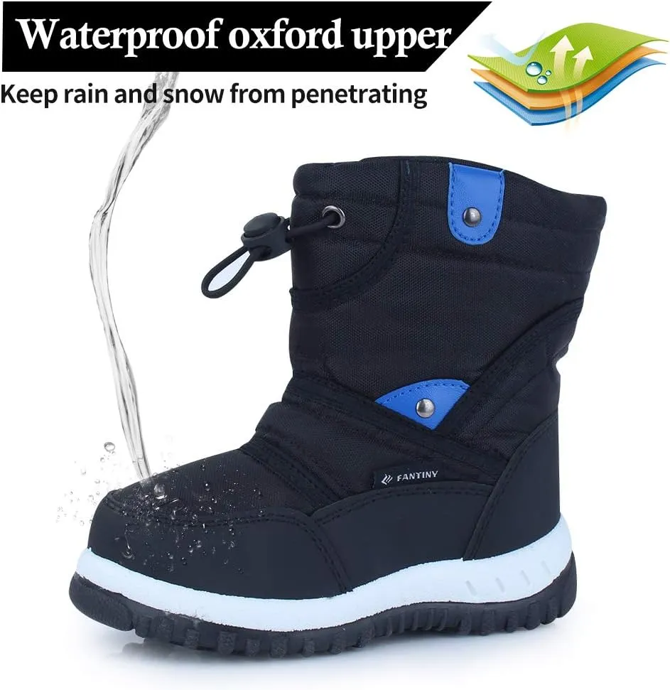EQUICK Boys Girls Winter Boots Waterproof Lightweight Kid Snow Boots with Fur Outdoor (Toddler/Little Kid/Big Kid)