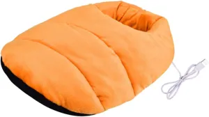 ERINGOGO 1Pc Foot Warmer Plush Heating Shoes for Winter Comfortable Heated Slippers with Connection for Office Workers and Students Fits Orange