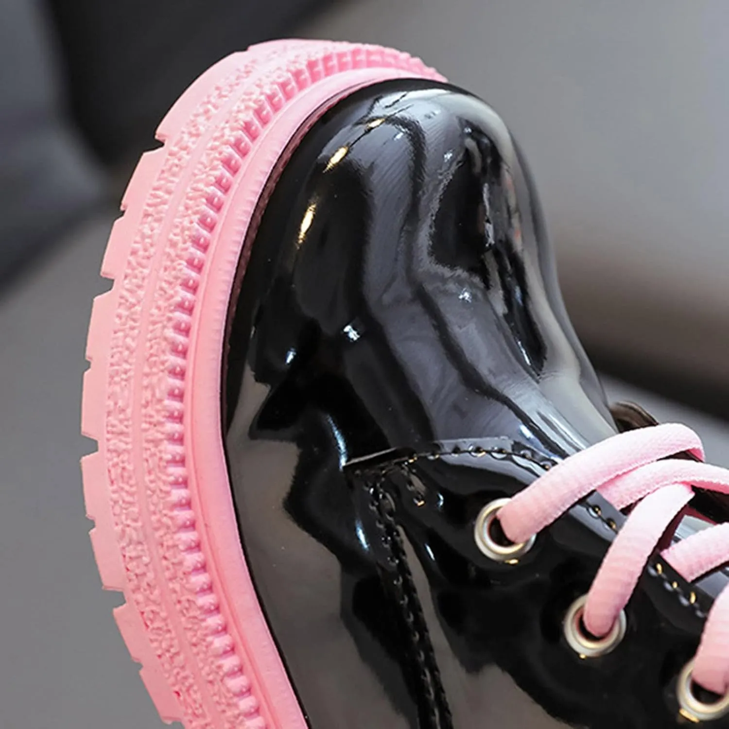 Fashion Winter Girls Boys Ankle Boots Thick Sole Non Slip Round Toe Shoes Lace Up Solid Comfortable Leather Booties (Pink, 8-9 Years Little Child)