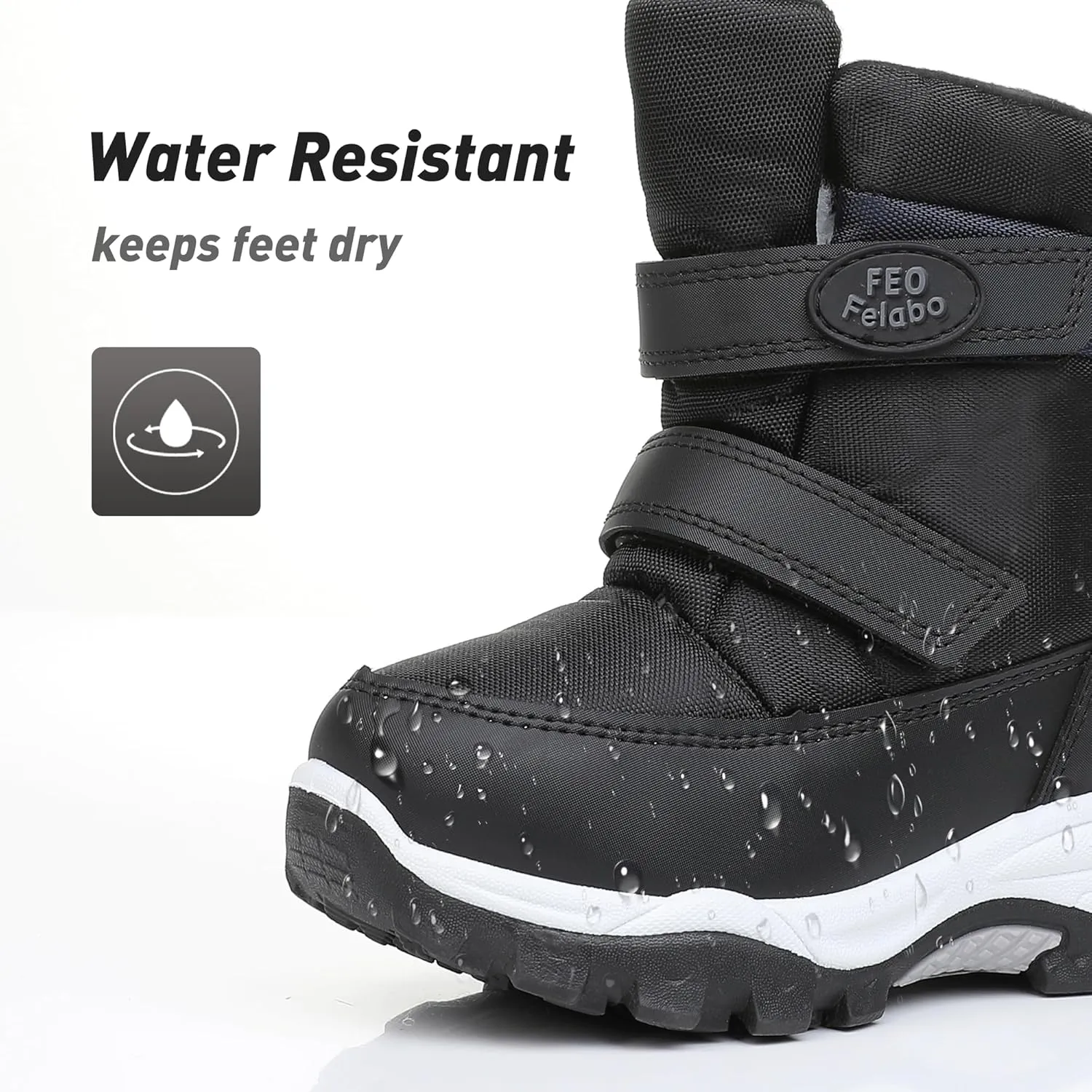 Felabo Toddler Snow Boots for Boys Girls Water Resistant Warm Winter Boots with Non Slip Sole Easy On Side Zipper Closure (Toddler/Little Kid)