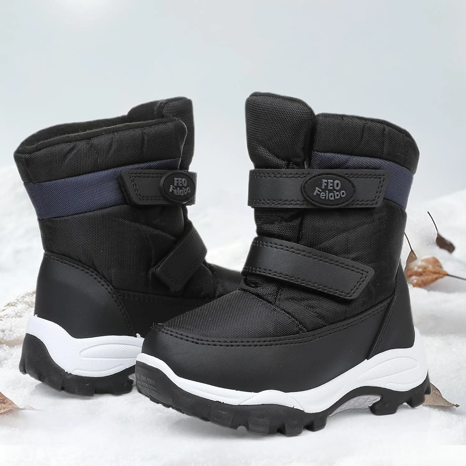 Felabo Toddler Snow Boots for Boys Girls Water Resistant Warm Winter Boots with Non Slip Sole Easy On Side Zipper Closure (Toddler/Little Kid)