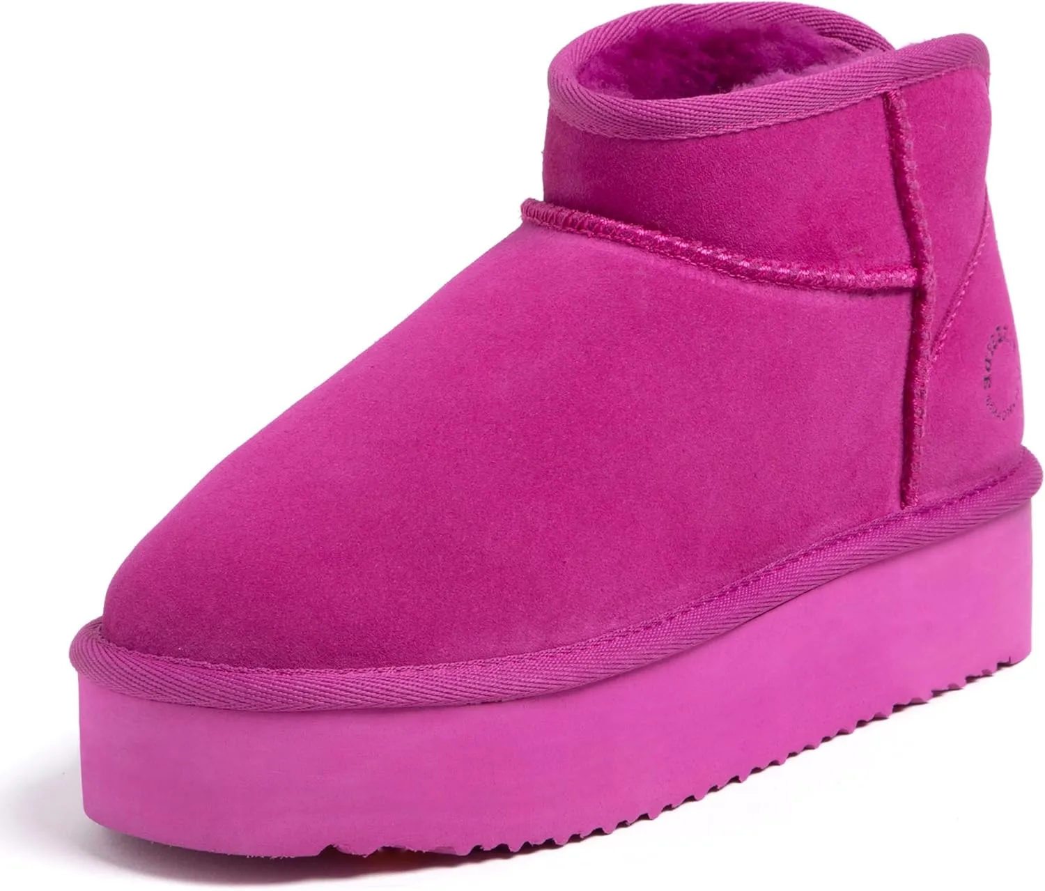 Fireside by Dearfoams Women's Riverland Shearling Fur Lined Mini Ankle Boot with Platform Slipper
