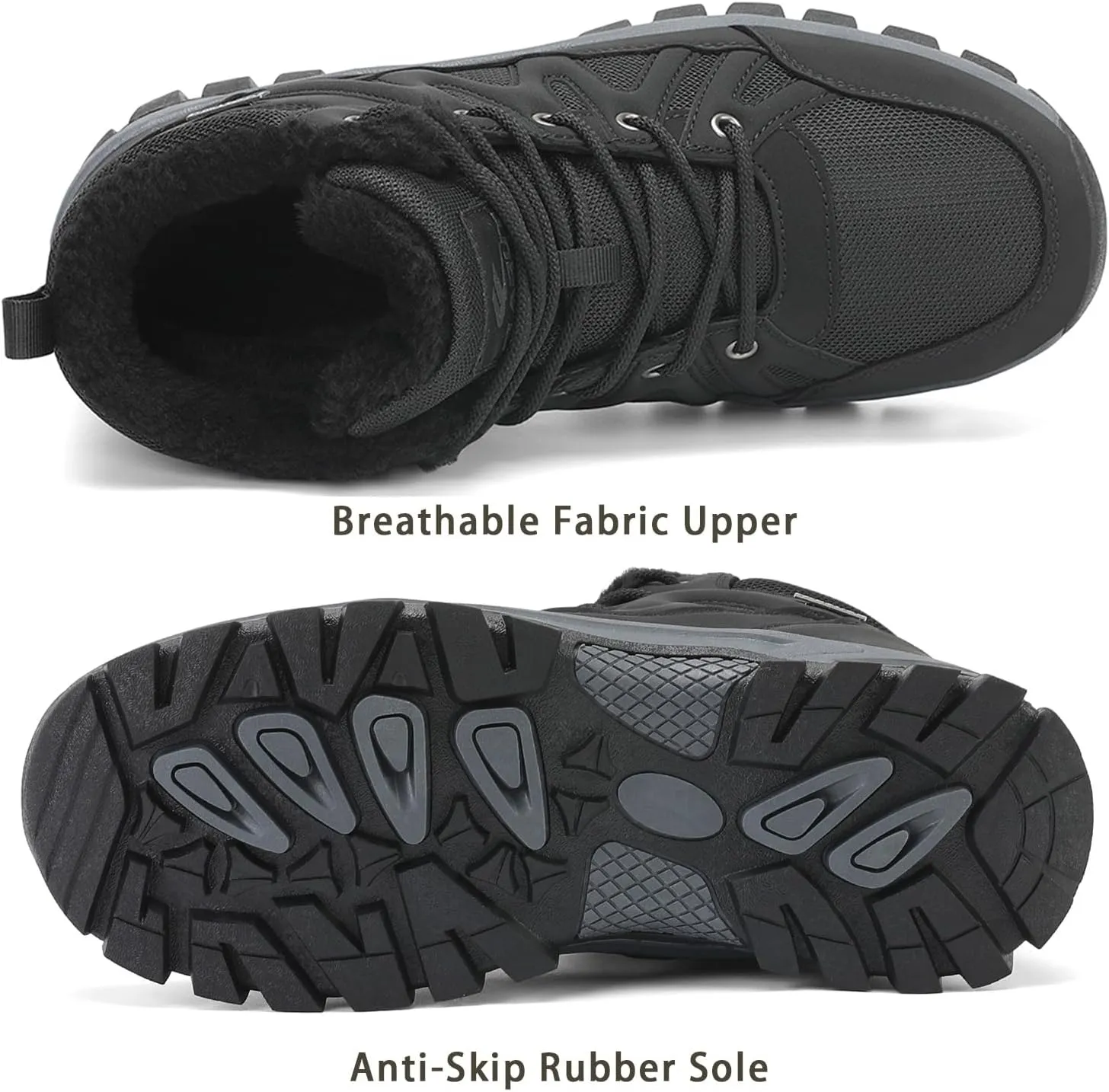 FLARUT Mens Snow Boots Insulated Fur Liner Winter Warm Hiking Shoes Walking Sneaker