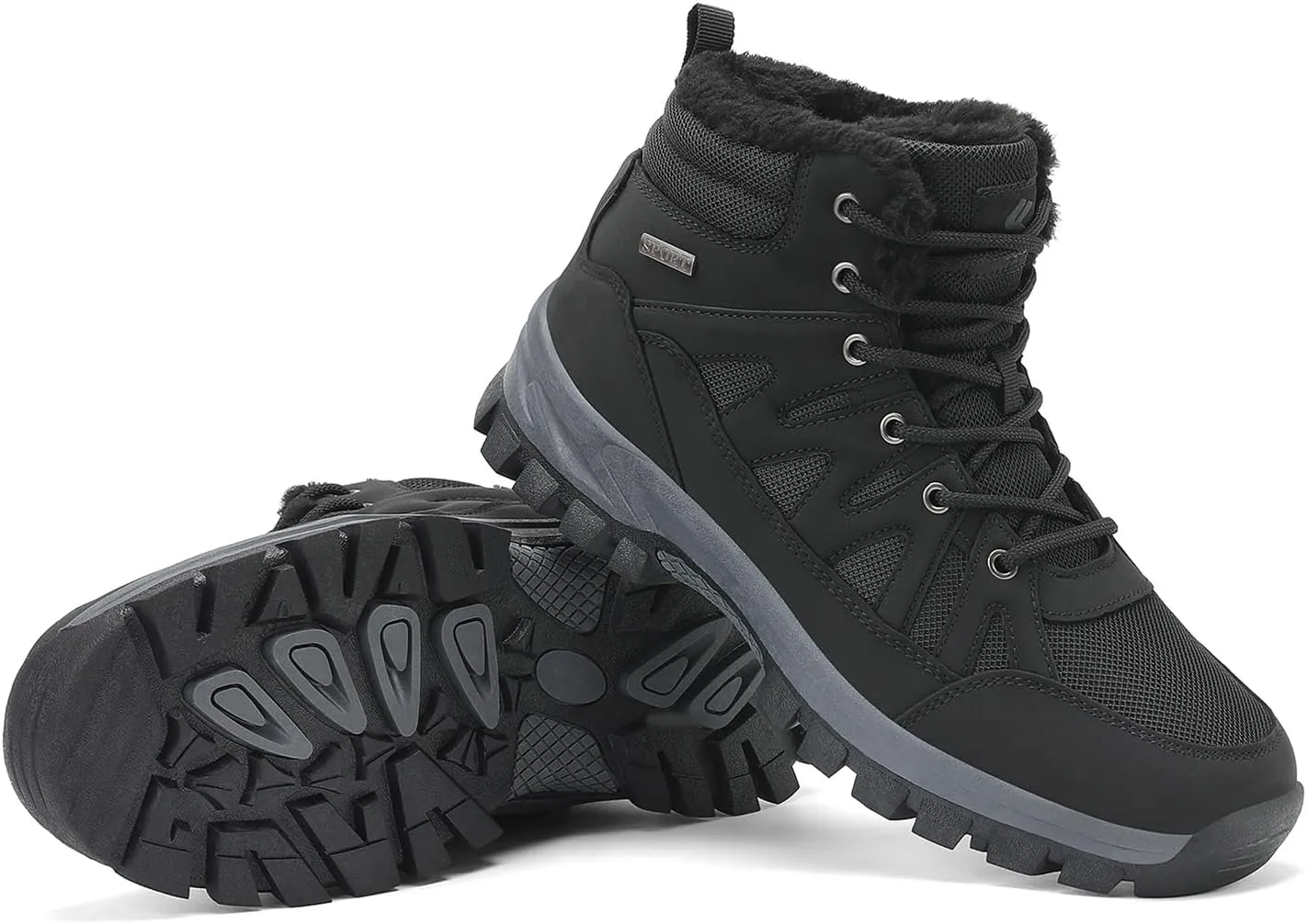 FLARUT Mens Snow Boots Insulated Fur Liner Winter Warm Hiking Shoes Walking Sneaker