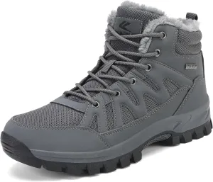 FLARUT Mens Snow Boots Insulated Fur Liner Winter Warm Hiking Shoes Walking Sneaker