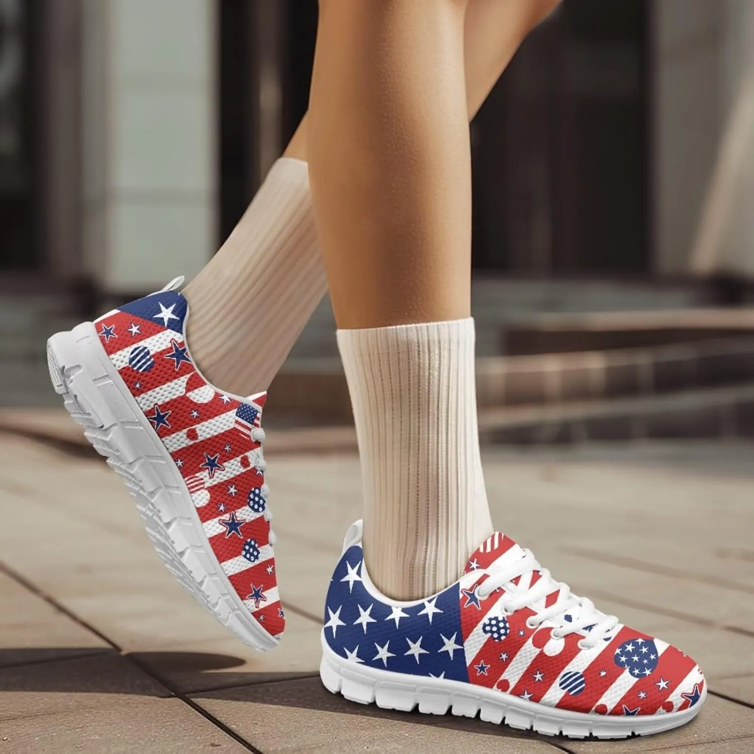 Forchrinse Cute Jean Cat with Green Eyes Women's Walking Running Shoes Slip on Easy Sneaker Sports Causal Athletic Shoes