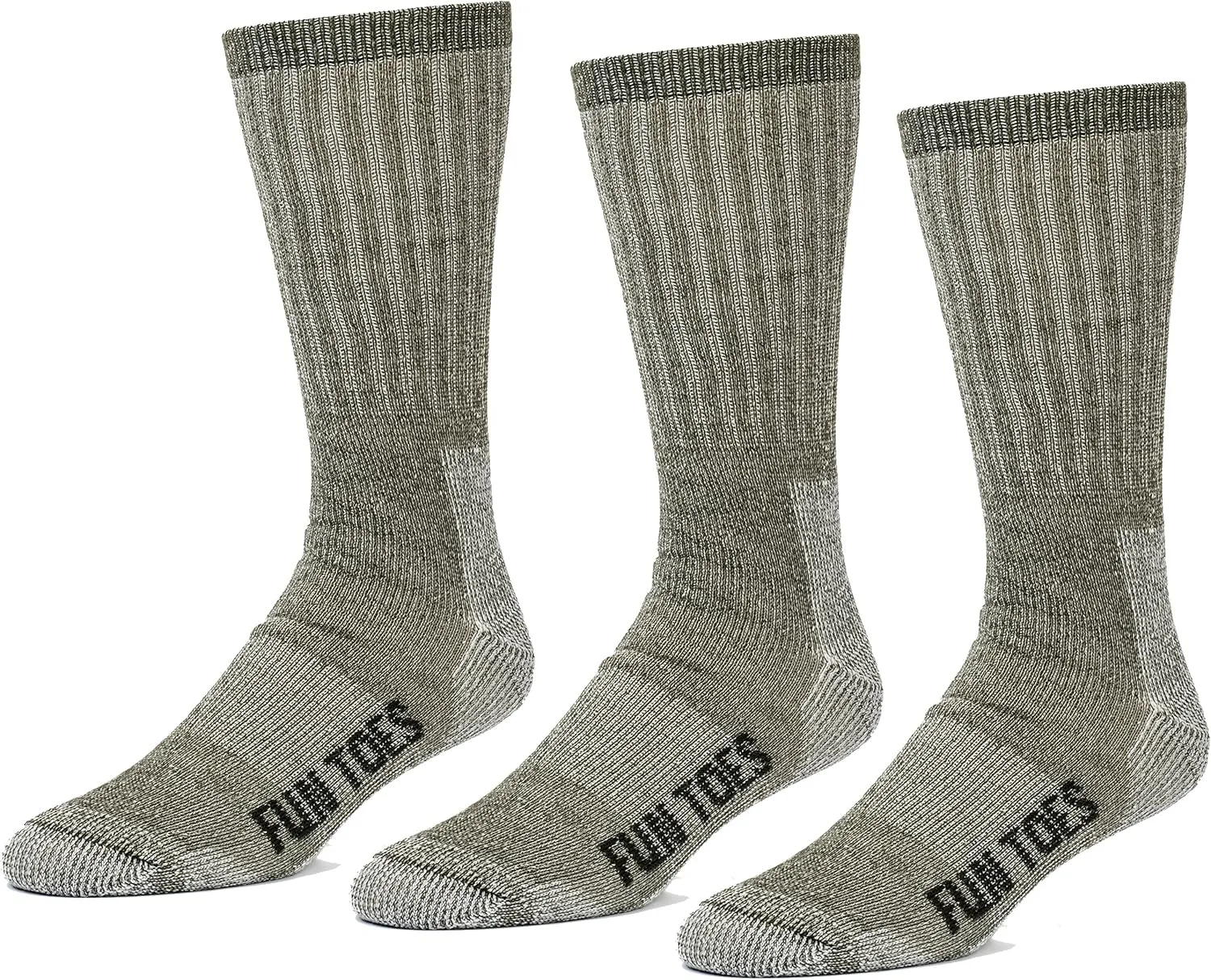 FUN TOES Boot Socks for Men, 3 Pairs Durable Thermal Insulated 80% Merino Wool Warm Hiking for Winter, Indoor or Outdoor