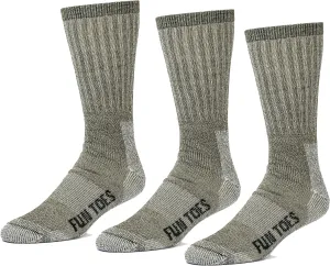 FUN TOES Boot Socks for Men, 3 Pairs Durable Thermal Insulated 80% Merino Wool Warm Hiking for Winter, Indoor or Outdoor