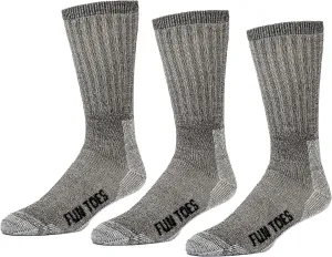 FUN TOES Boot Socks for Men, 3 Pairs Durable Thermal Insulated 80% Merino Wool Warm Hiking for Winter, Indoor or Outdoor