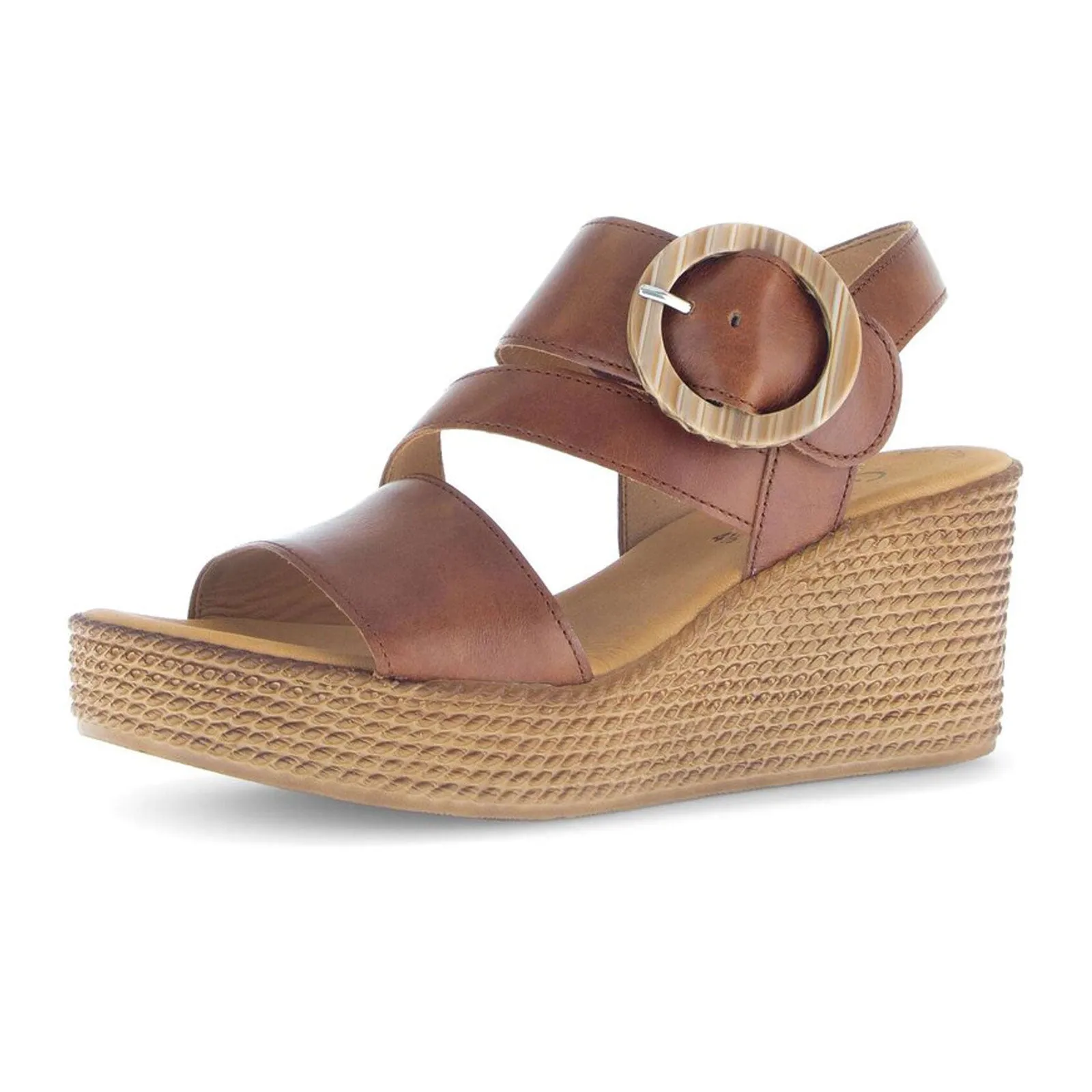 Gabor 64770 Braided Wedge Sandal (Women) - Cuoio/Camel
