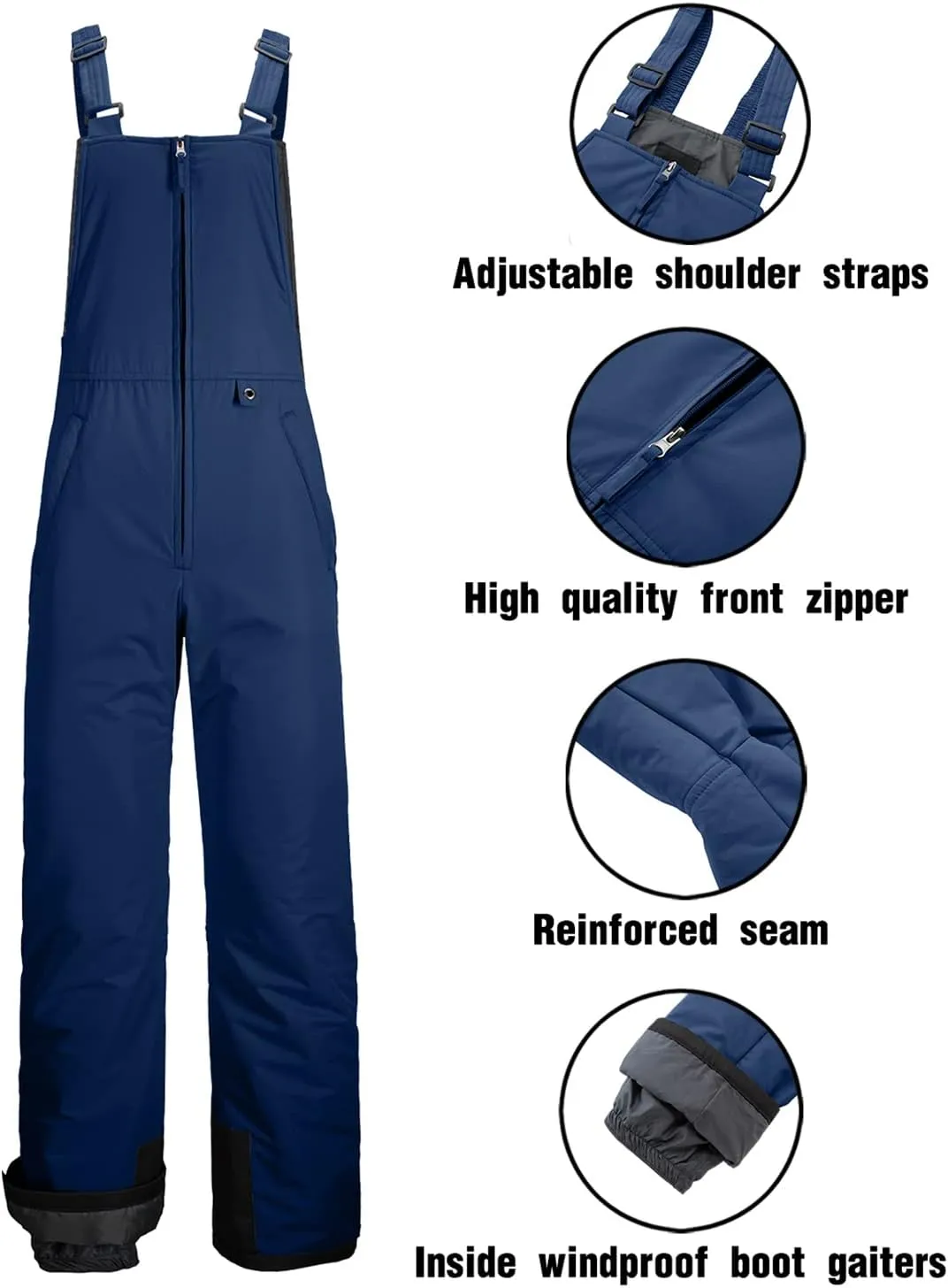 GEMYSE Men's Insulated Waterproof Ski Bib Overalls Winter Snowboarding Pants