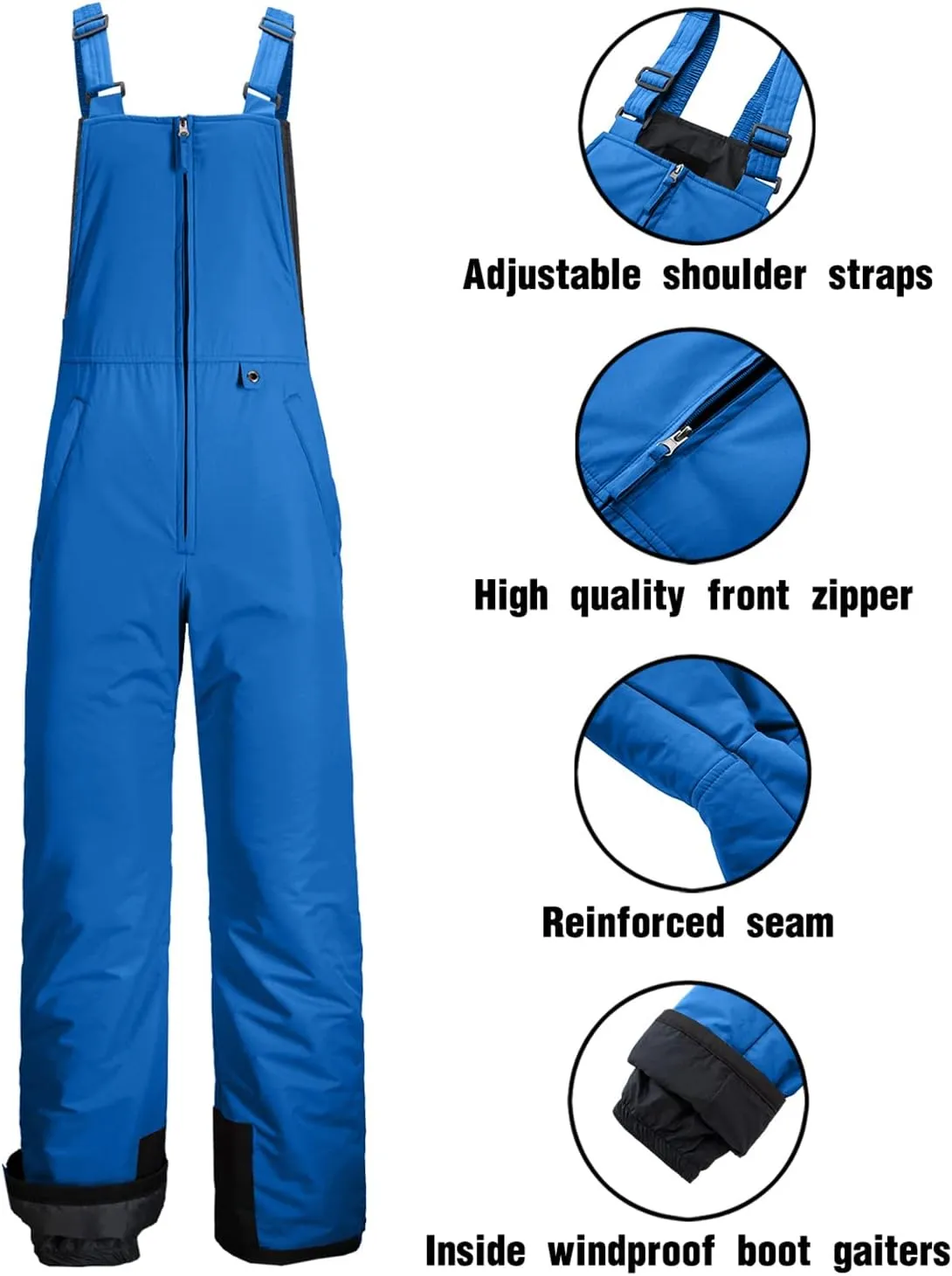 GEMYSE Men's Insulated Waterproof Ski Bib Overalls Winter Snowboarding Pants