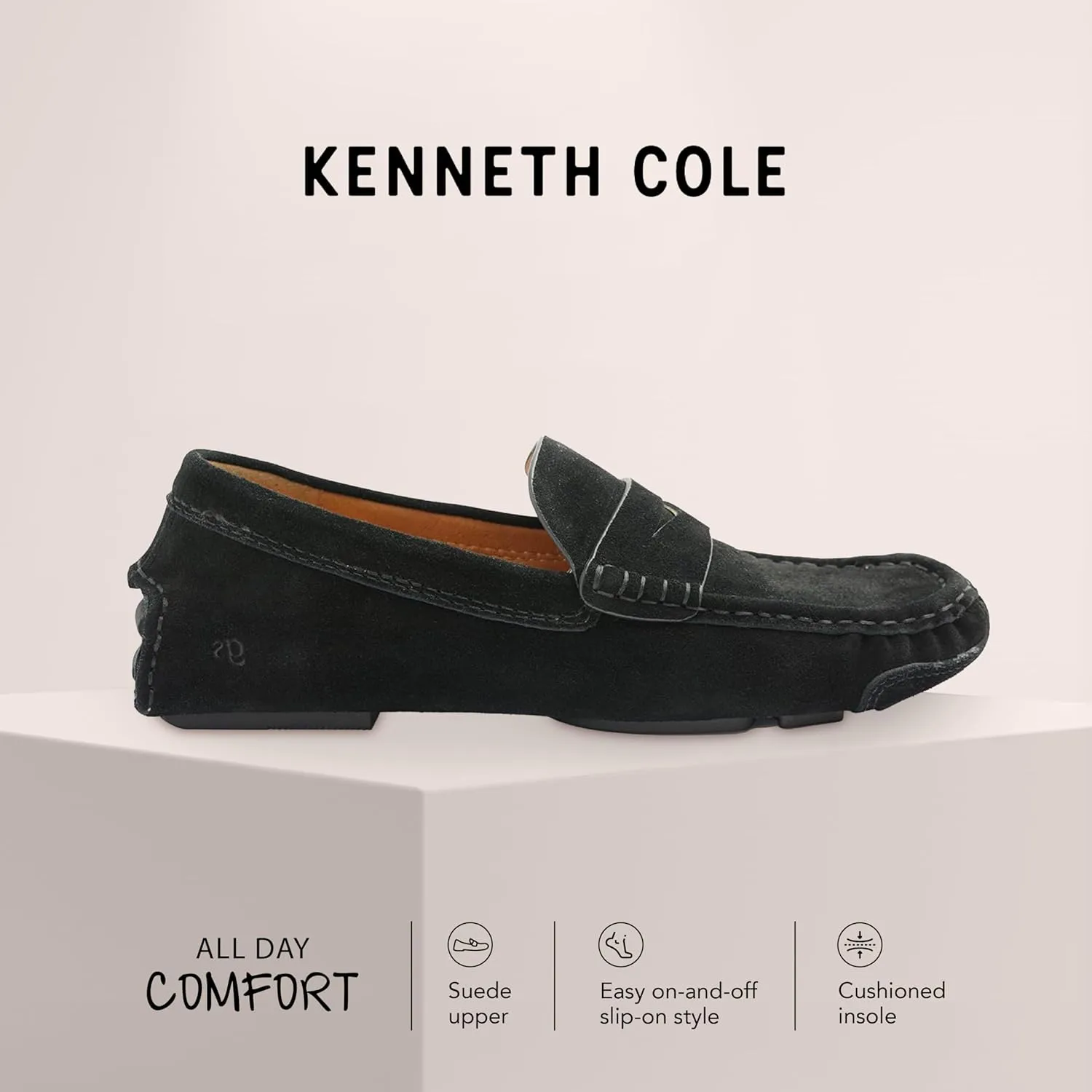 Gentle Souls by Kenneth Cole Men's Mateo Driver Soft Suede Penny Loafer, Built-in Arch Support