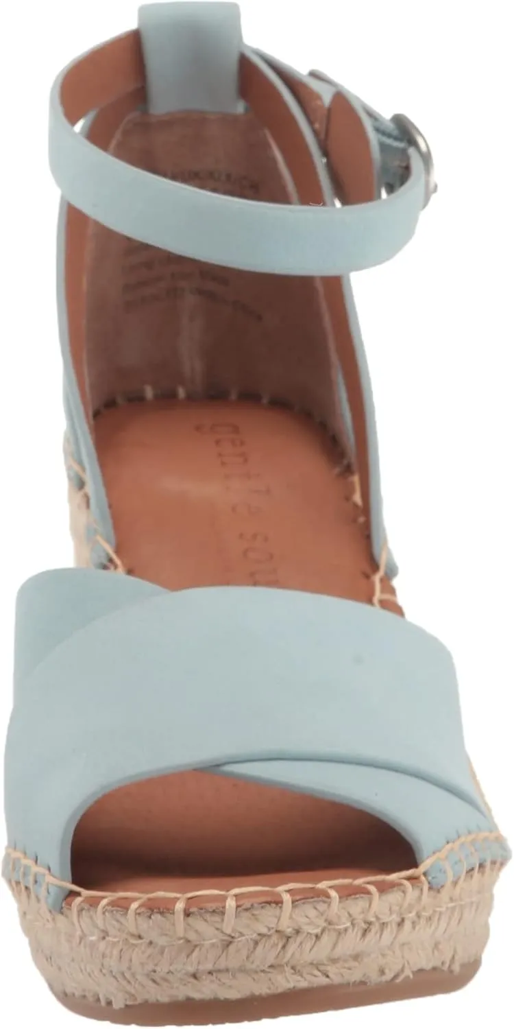 Gentle Souls by Kenneth Cole Women's Charli X Band Buckle Heeled Sandal Espadrille Wedge