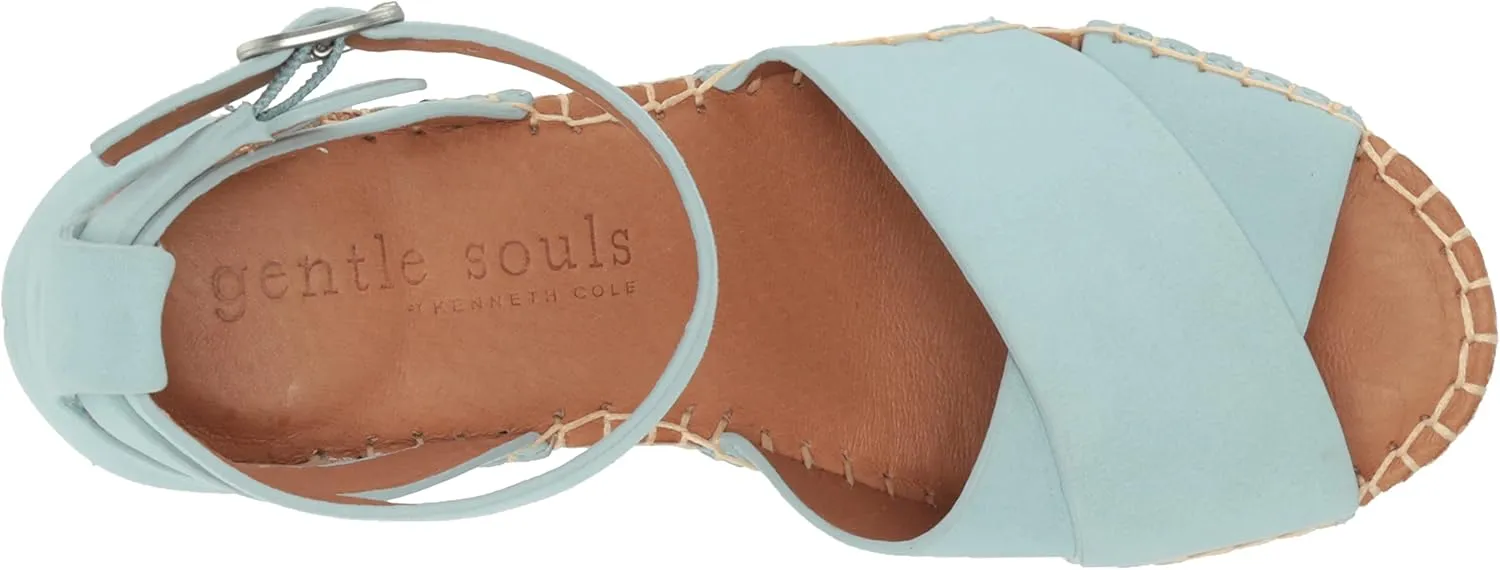 Gentle Souls by Kenneth Cole Women's Charli X Band Buckle Heeled Sandal Espadrille Wedge