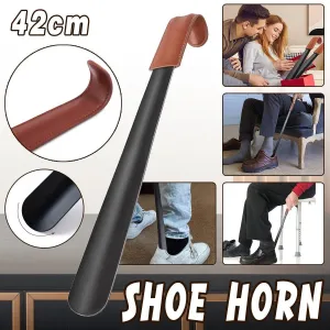 Genuine Leather Shoe Horn Black Metal Shoe Lifter Gift Shoe Horn Durable Tool