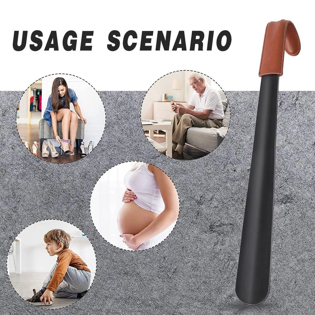 Genuine Leather Shoe Horn Black Metal Shoe Lifter Gift Shoe Horn Durable Tool