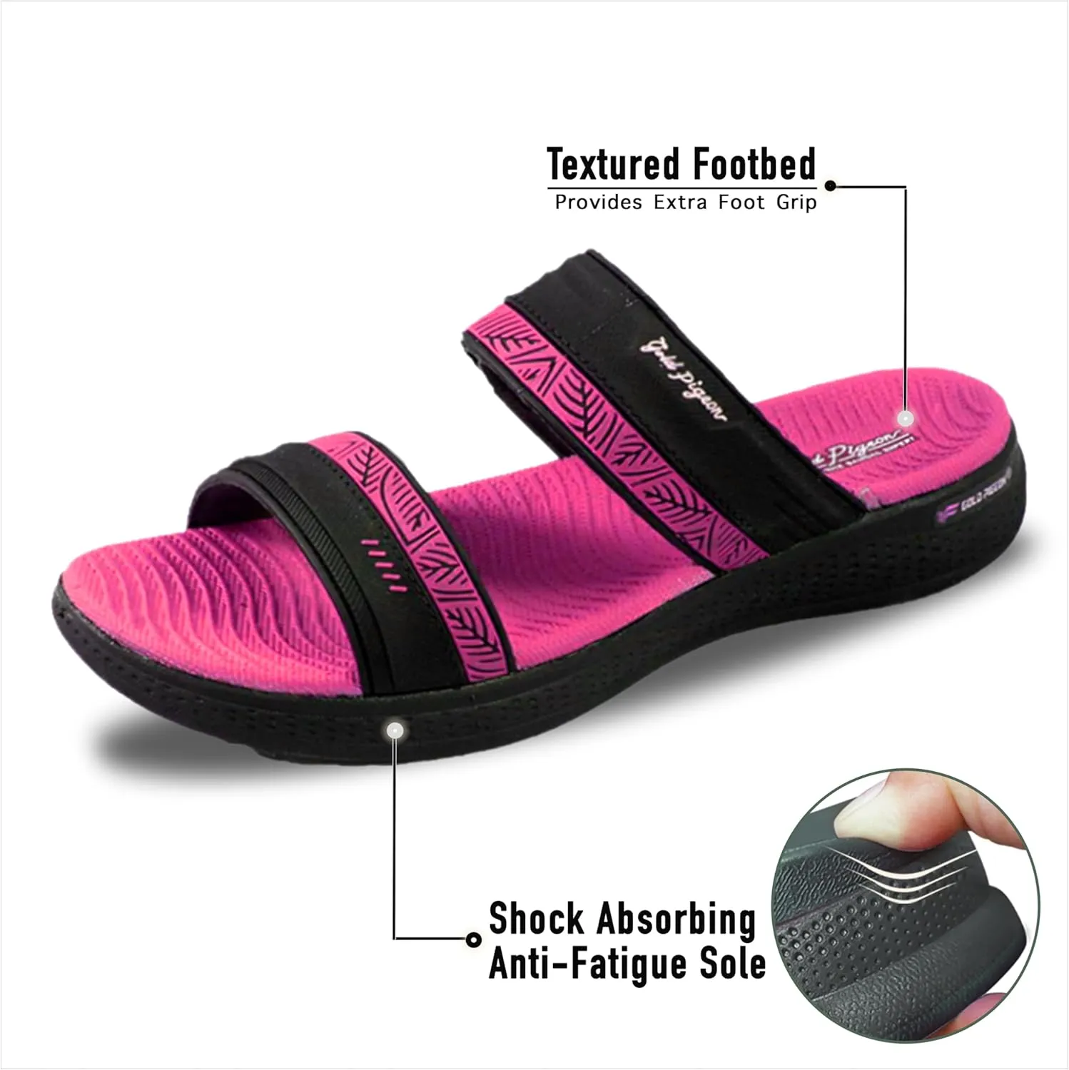Gold Pigeon Shoes EVA Anti-Fatigue Ultra-Cushion Unisex Slide Sandals Adjustable Straps