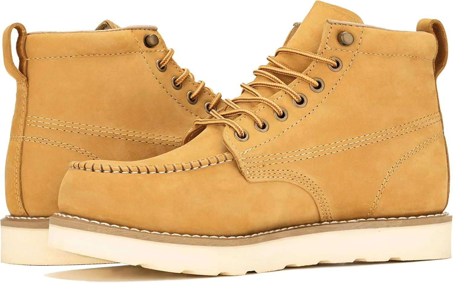 Golden Fox Work Boots 6" Men's Moc Toe Wedge Comfortable Boot for Construction