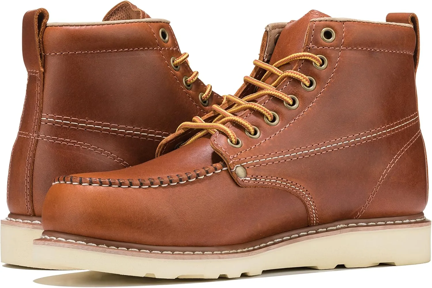 Golden Fox Work Boots 6" Men's Moc Toe Wedge Comfortable Boot for Construction