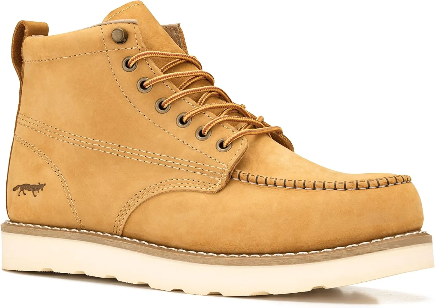Golden Fox Work Boots 6" Men's Moc Toe Wedge Comfortable Boot for Construction