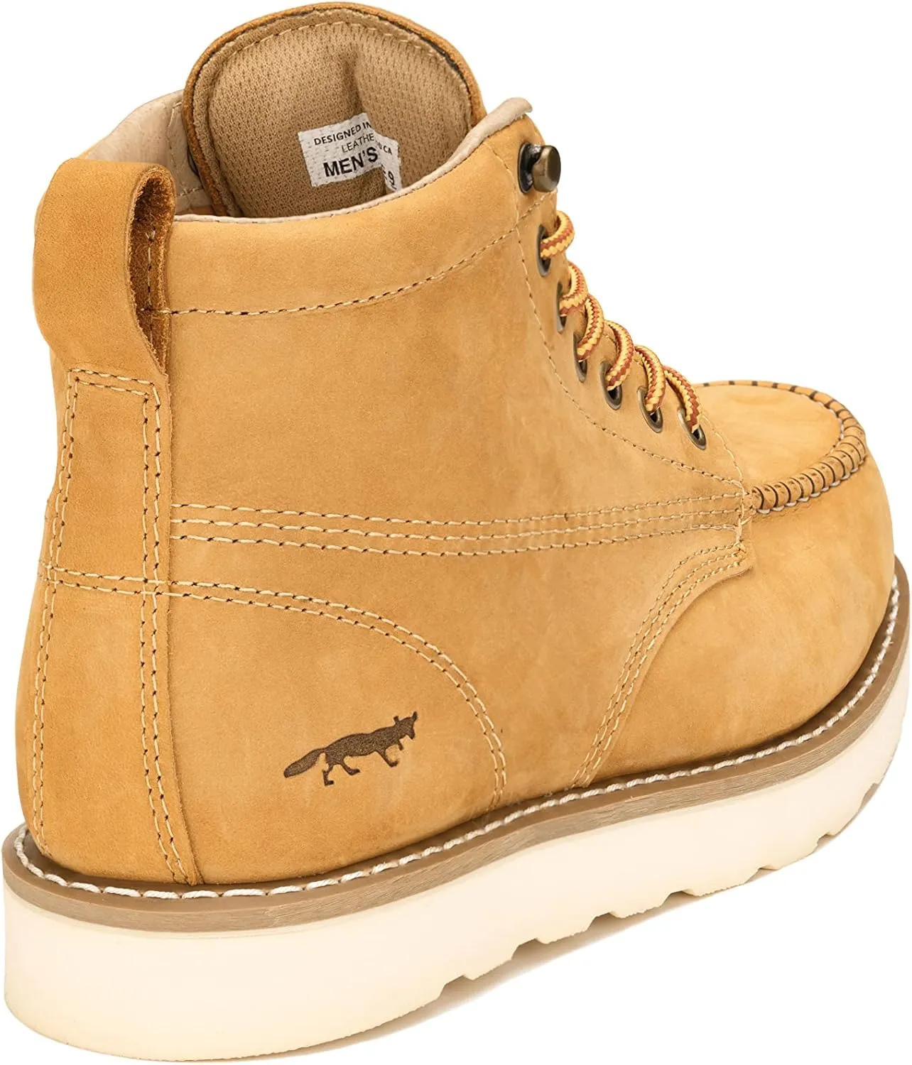 Golden Fox Work Boots 6" Men's Moc Toe Wedge Comfortable Boot for Construction
