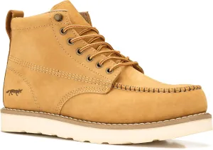 Golden Fox Work Boots 6" Men's Moc Toe Wedge Comfortable Boot for Construction