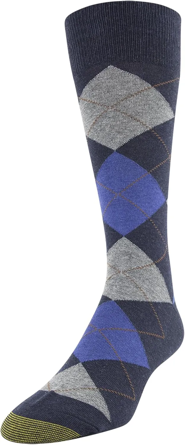 GOLDTOE Men's Carlyle Argyle Crew Dress Socks, 3-Pairs