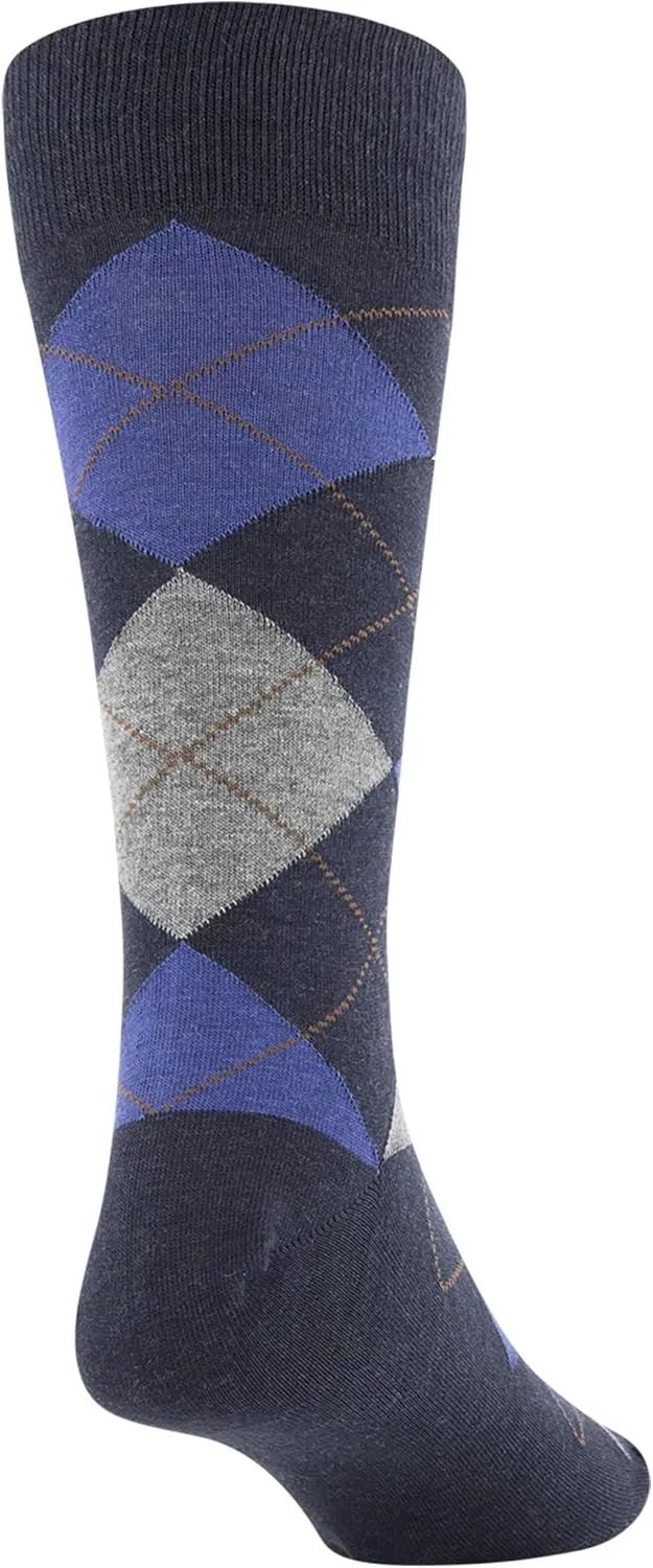 GOLDTOE Men's Carlyle Argyle Crew Dress Socks, 3-Pairs