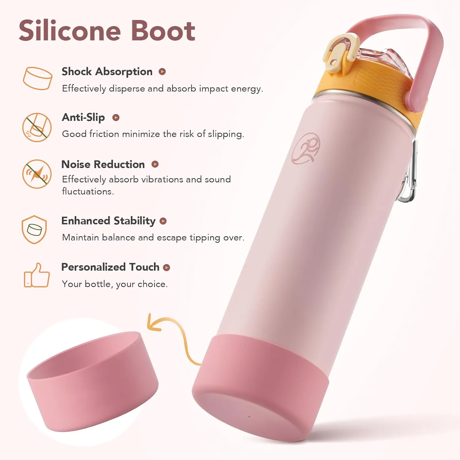 GOSWAG 24 oz Insulated Stainless Steel Water Bottle, Sports Water Bottle with Straw/No Straw Options, 2 Lids, Handle, Silicone Boot for School and Travel, Thermos with Double-Wall Vacuum Insulation