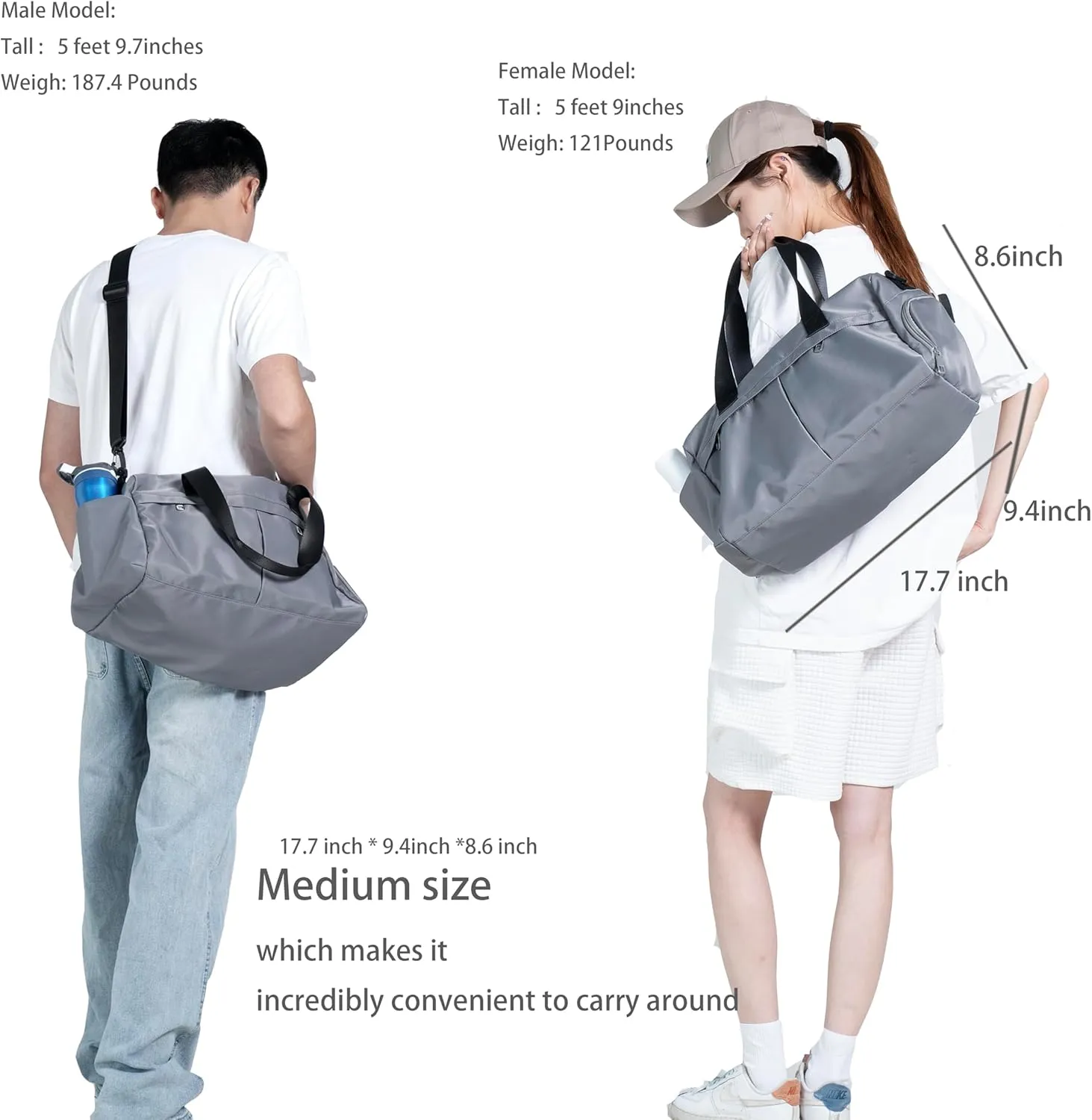 Gym Bag 3.0 Durable Designed Duffel Bag with Shoe Compartment Including 2 Detachable Wet-Compartment WoMen & Men (gray)
