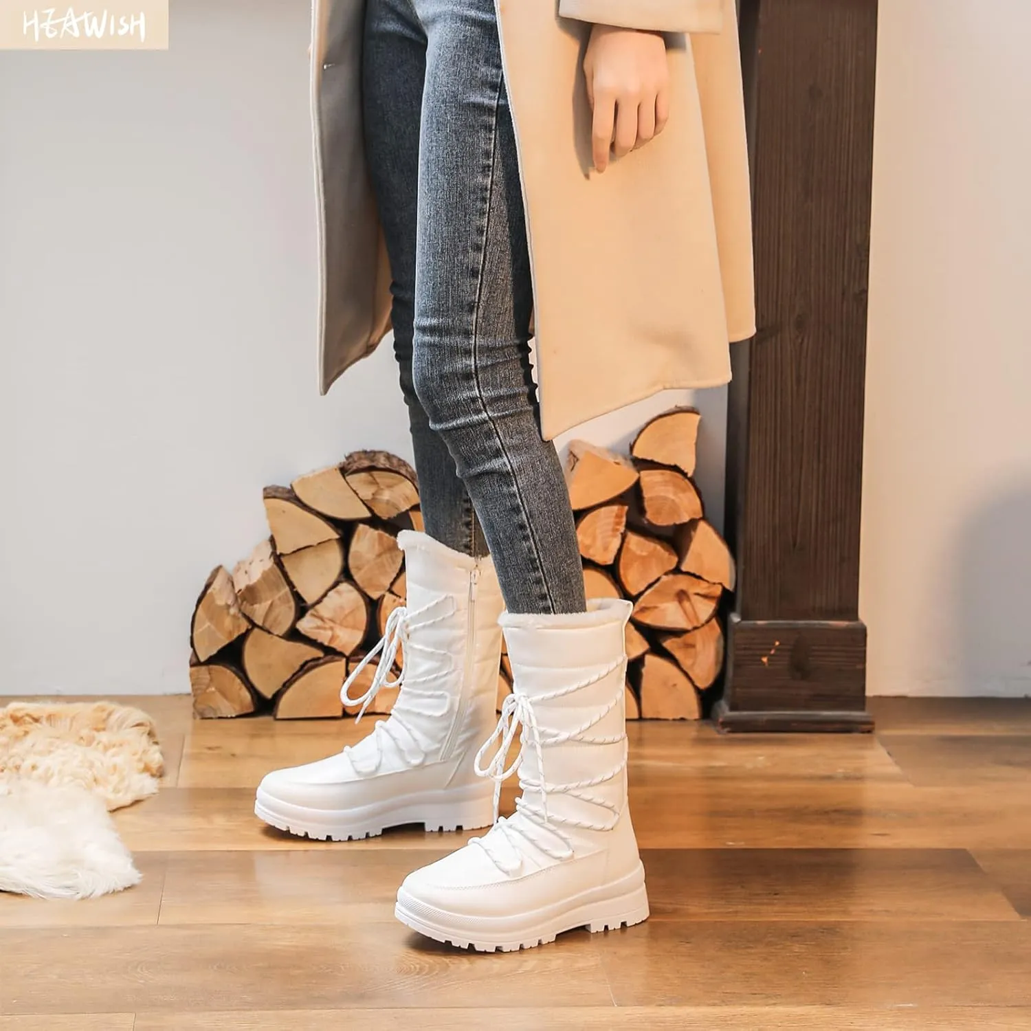 HEAWISH Women’s Winter Snow Boot Fur Lined Mid Calf Warm Boots