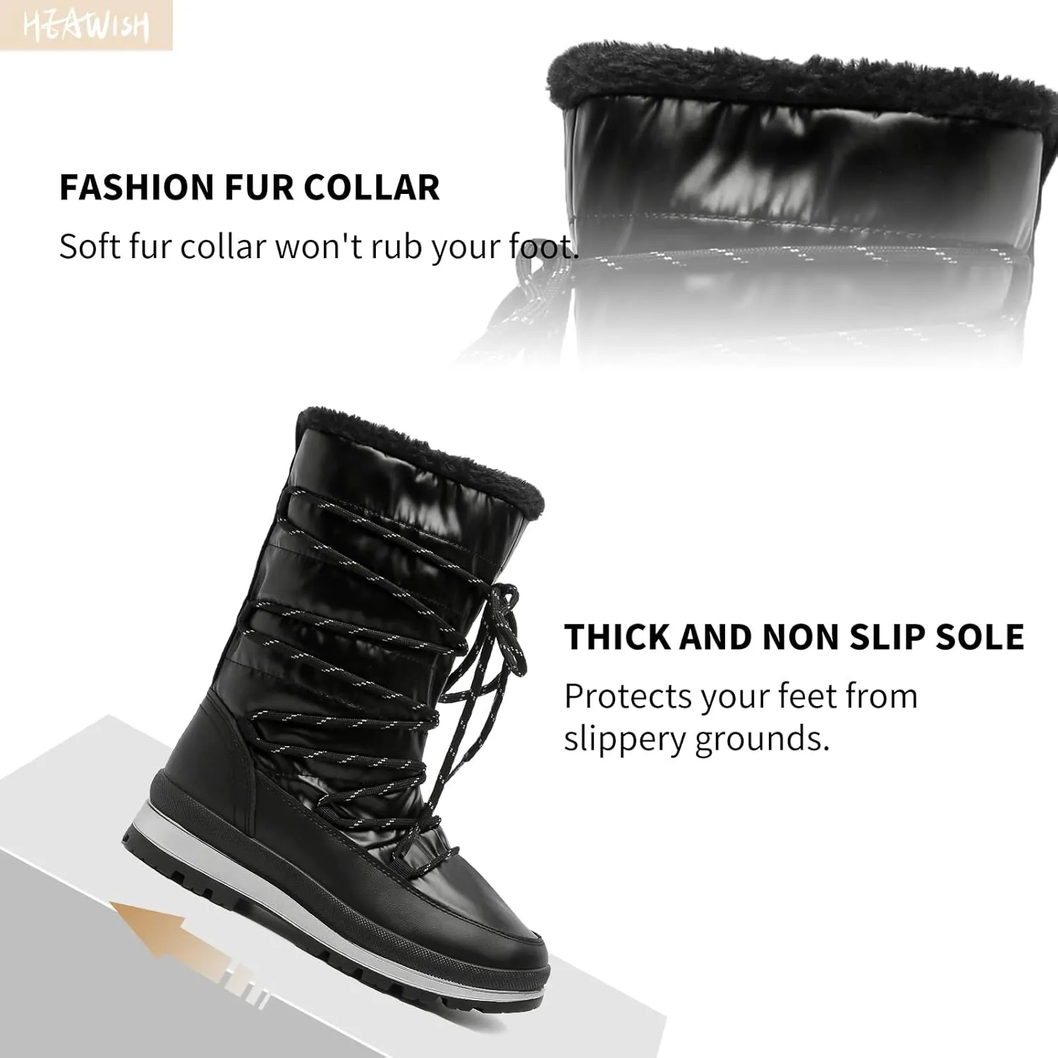 HEAWISH Women’s Winter Snow Boot Fur Lined Mid Calf Warm Boots