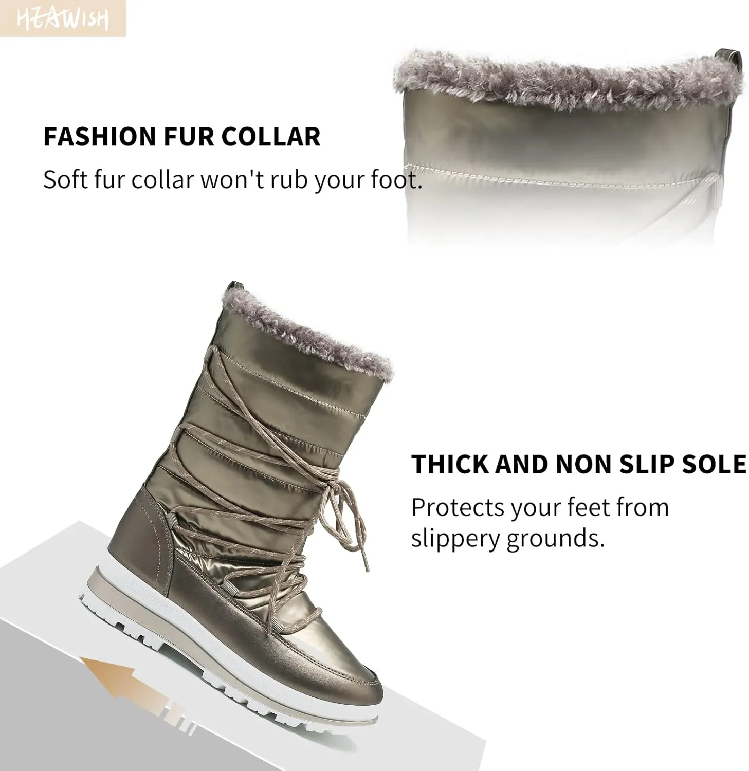 HEAWISH Women’s Winter Snow Boot Fur Lined Mid Calf Warm Boots