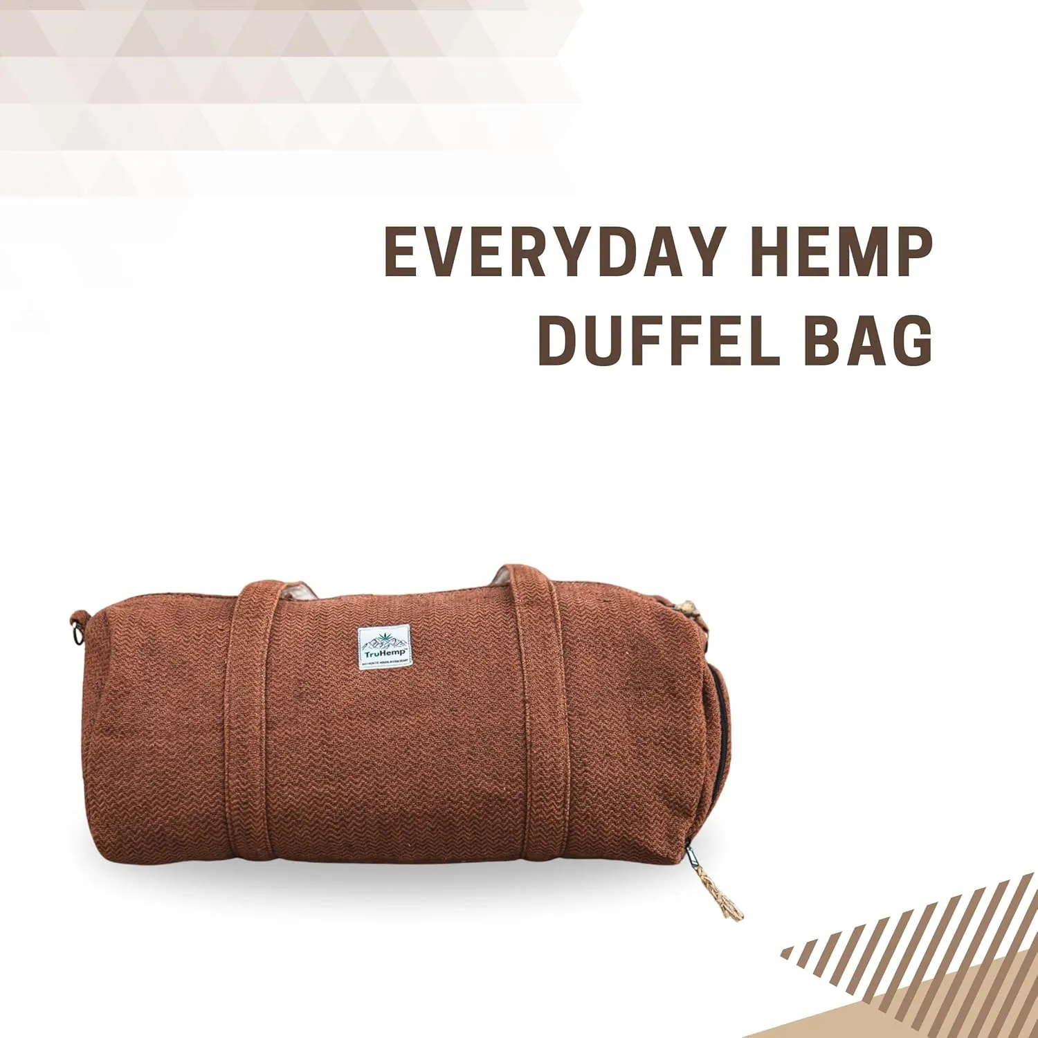 Hemp Duffle Bag with Shoe Pocket, Brown – Durable Travel Duffle, Spacious Gym Bag, Stylish Carry-All with YKK Zipper, Comfortable Shoulder Strap