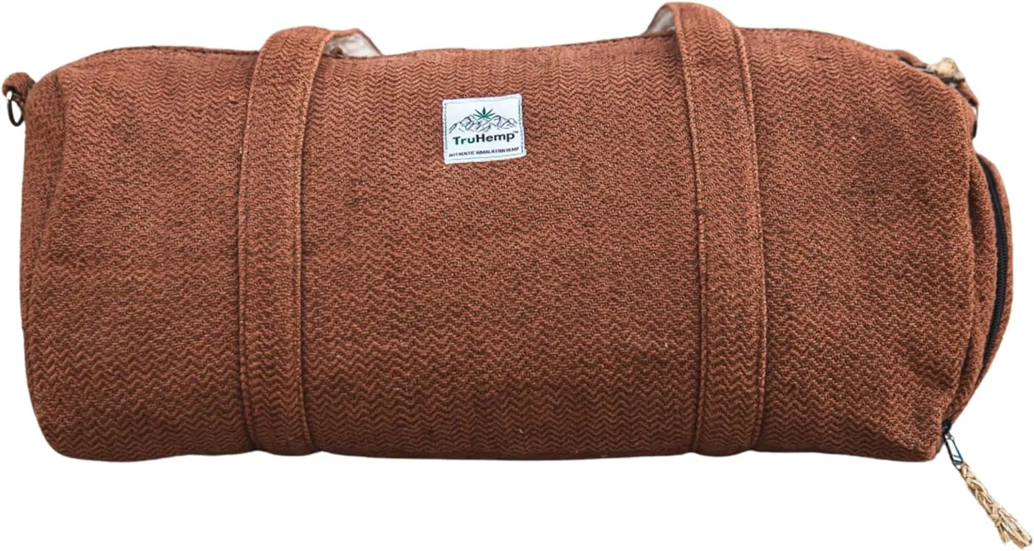 Hemp Duffle Bag with Shoe Pocket, Brown – Durable Travel Duffle, Spacious Gym Bag, Stylish Carry-All with YKK Zipper, Comfortable Shoulder Strap